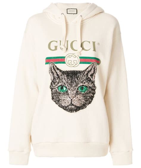 gucci cat applique women hoodie
